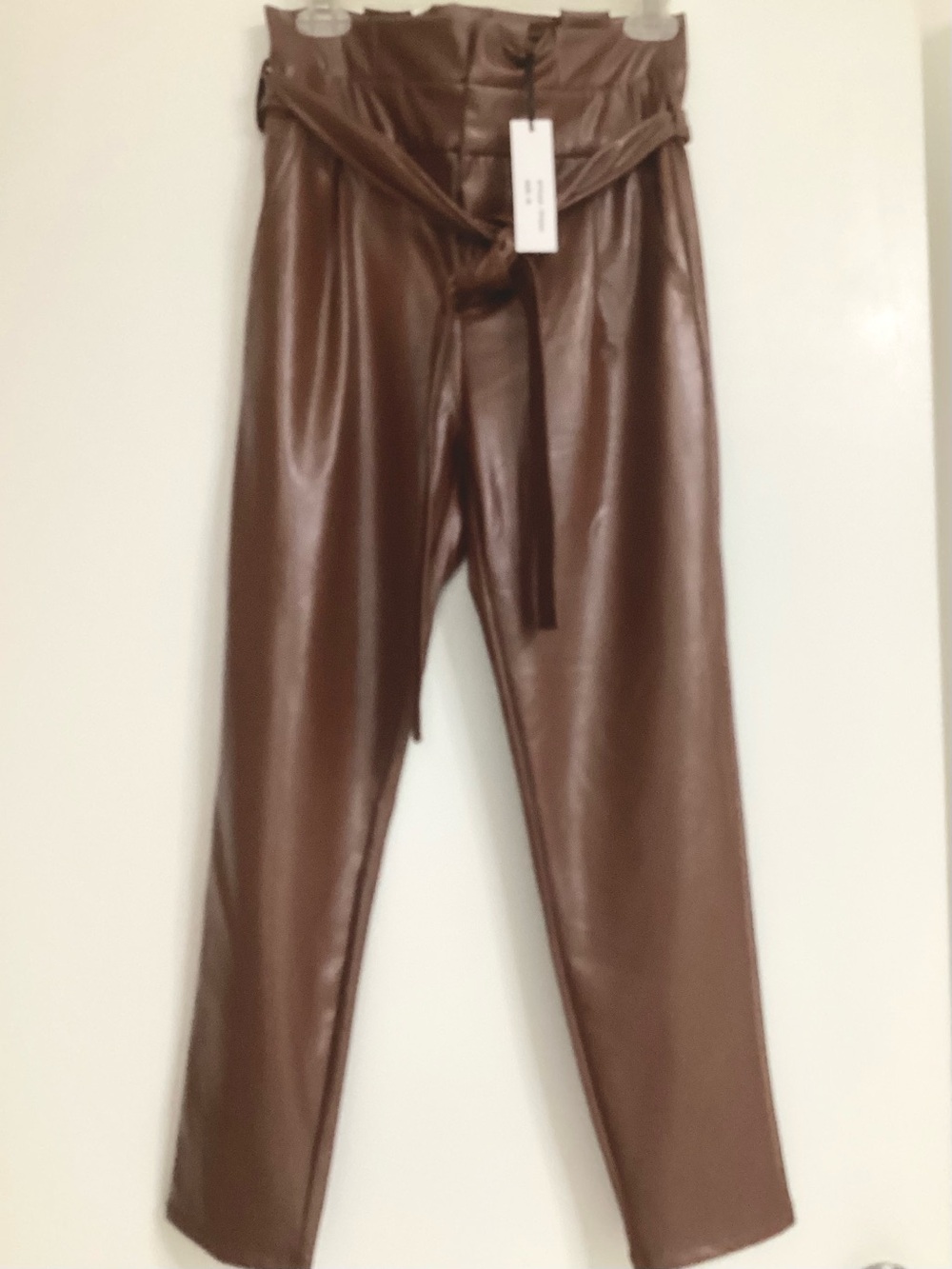 Women's Faux Leather High-Rise Pants in Deep Mauve